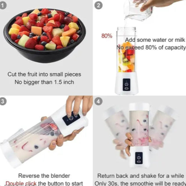 Portable Electric USB Juice Maker, 6 Blades Rechargeable Bottle