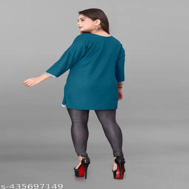 Women's Reyon Stylish Embroidery Short Kurti