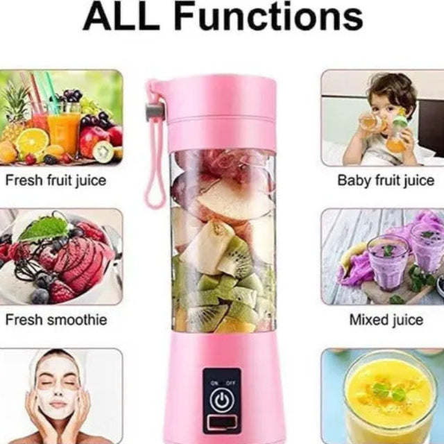Portable Electric USB Juice Maker, 6 Blades Rechargeable Bottle